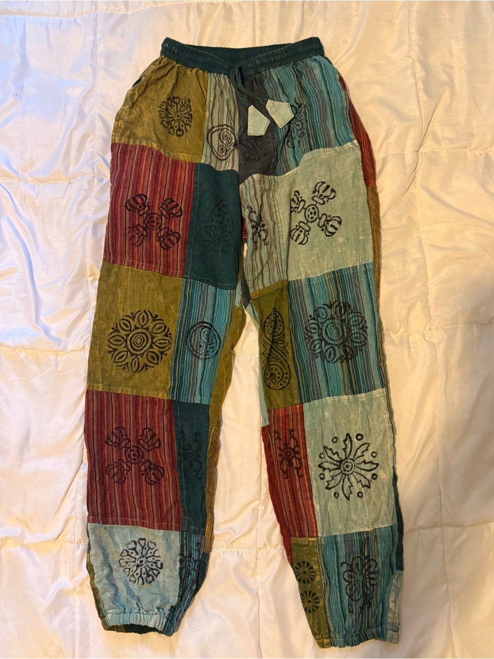 Women's Patchwork Bohemian Lounge Pants in Multicolor